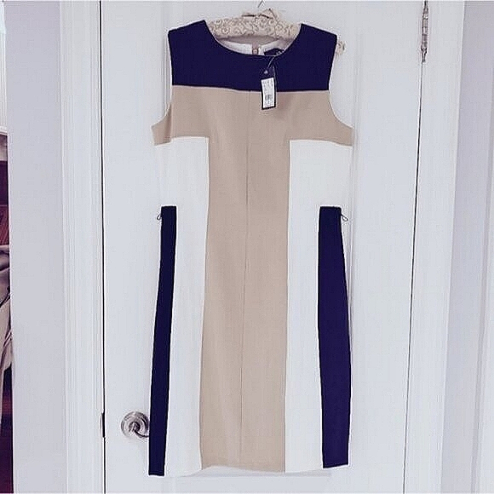 NWT Laura Color Block Sheath Midi Dress- Size 12